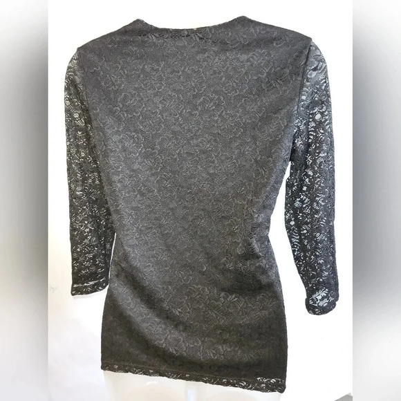 Vintage Tradition Black Lace Long Sleeves Top Small - Picture 3 of 7